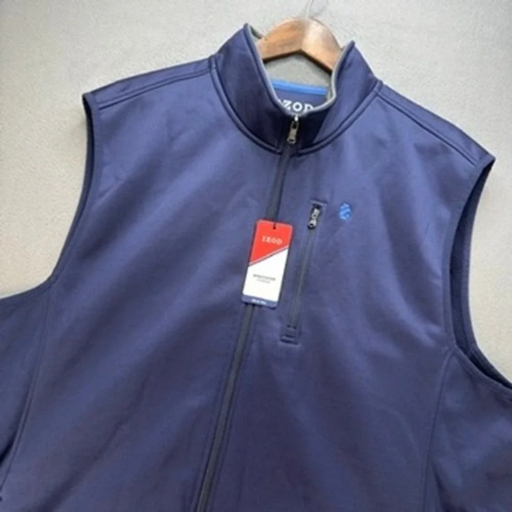 IZOD Spectator Fleece Full Zip Vest Outerwear Big & Tall Mens L Tall Blue NWT